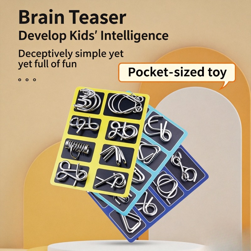 Board Game Idea - مجموعة ألغاز معدنية من 8 قطع،